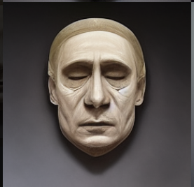 Posmrtná maska Vladimíra Putina vytvořená programem umělé inteligence Midjourney I LCC