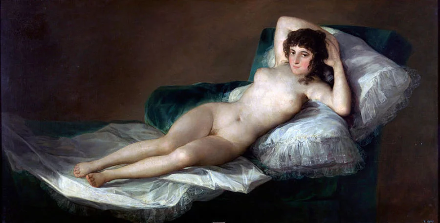 Erotické malby. Nahá Maja z roku 1800. Autorem je Francisco de Goya I LCC
